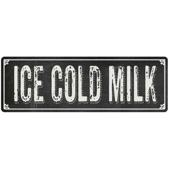 ICE COLD MILK Shabby Chic Black Chalkboard Metal Sign 8x24 Decor 108240050050