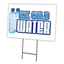 ICE COLD WATER 12"x16" Yard Sign & Stake | Advertise Your Business | Stake Included Image On Front Only | Made in The USA