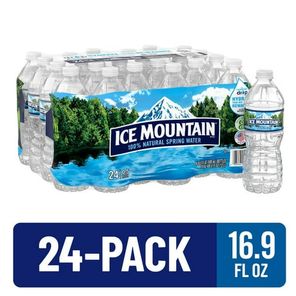 ICE MOUNTAIN 100% Natural Spring Water, 16.9 fl oz Bottles, 24 Pack