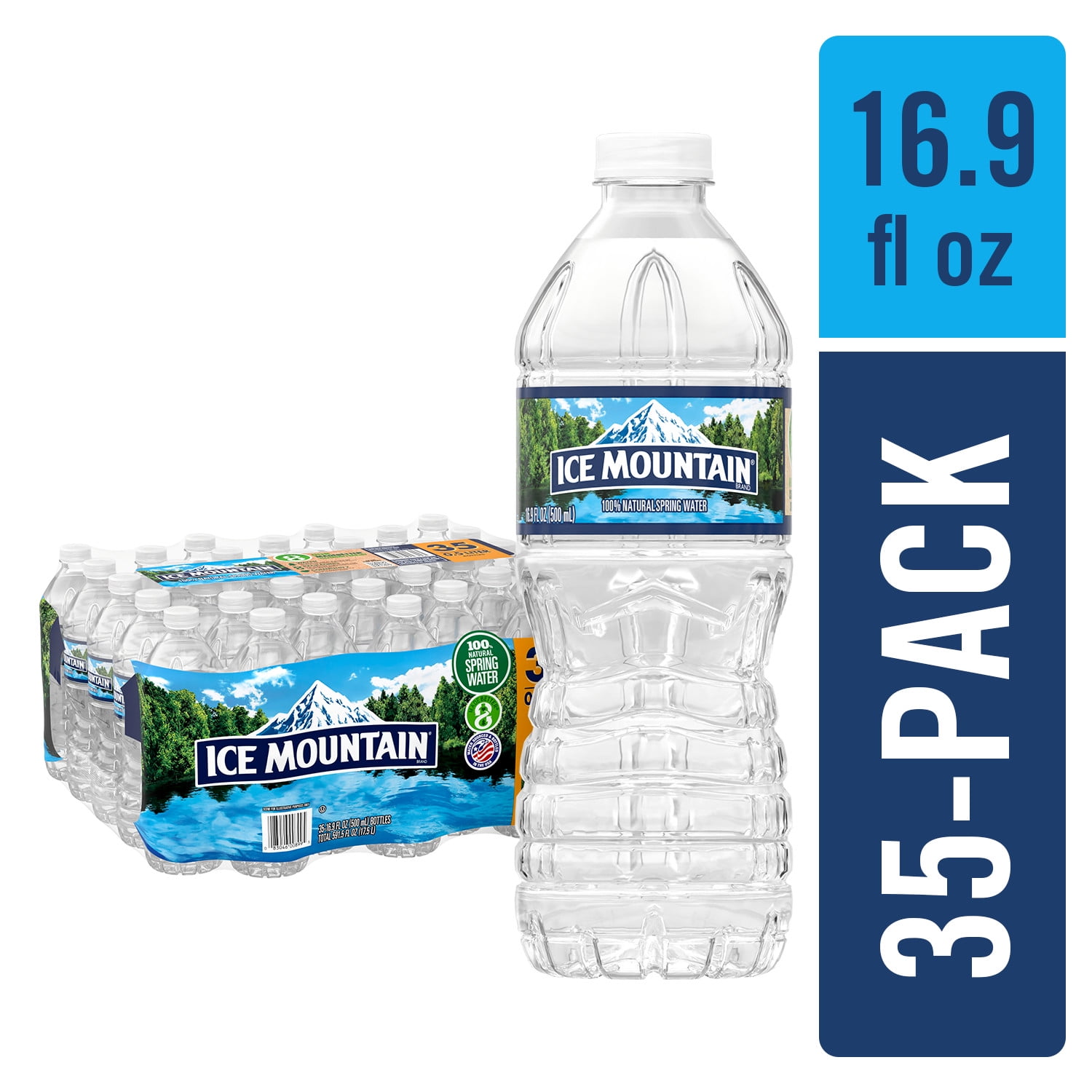 ICE MOUNTAIN Brand 100 Natural Spring Water, 16.9ounce bottles (Pack