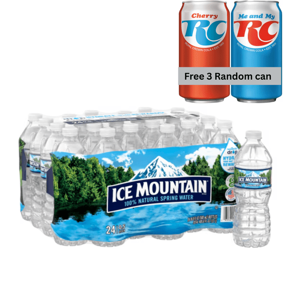 ICE MOUNTAIN Natural Spring Water, 24 Pack, 16.9 fl oz Bottles | Pure Refreshing Spring Water