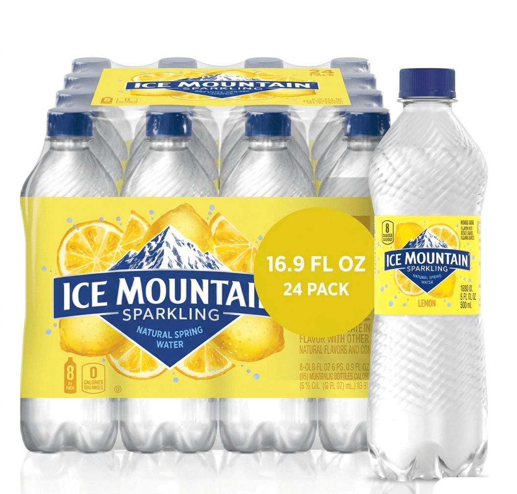 ICE MOUNTAIN Sparkling Water, Lively Lemon Flavor 16.9 fl oz  24 PACK