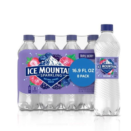 ICE MOUNTAIN Sparkling Water, Triple Berry Flavor, 16.9 fl oz Bottles (8 Pack)