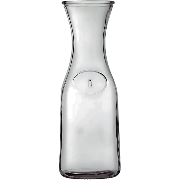 ICE N COLD 1-Liter Glass Carafe (33.8 oz / ~0.26 Gal) Wide Mouth Water, Juice, Wine and Drink Jug, Clear Durable Glass