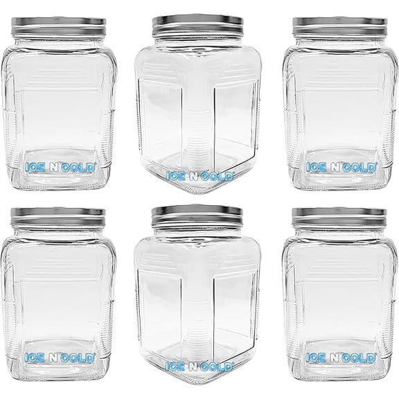 ICE N COLD 3-Liter Glass Storage Jar 0.79 Gallon, 101 Oz, with Brushed Aluminum Lid (3)