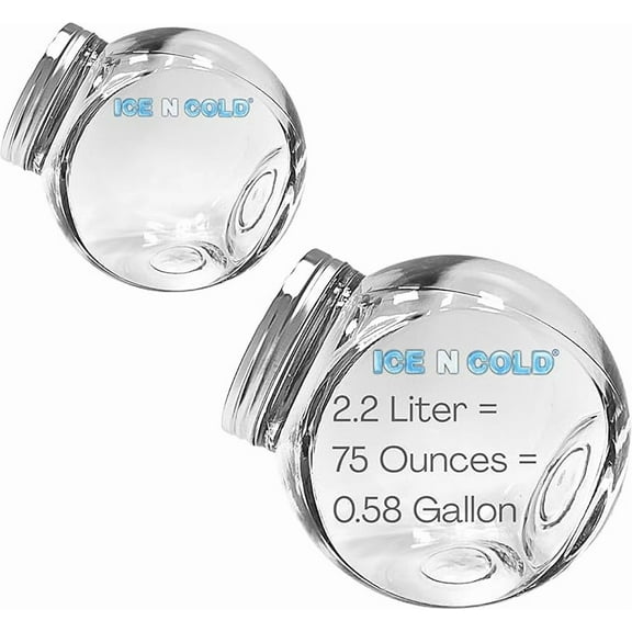 ICE N COLD Angled Glass Jar with Stainless Steel Lid | Multi-Use Storage Container (2, 2.2L - 75oz) - 2 PACK