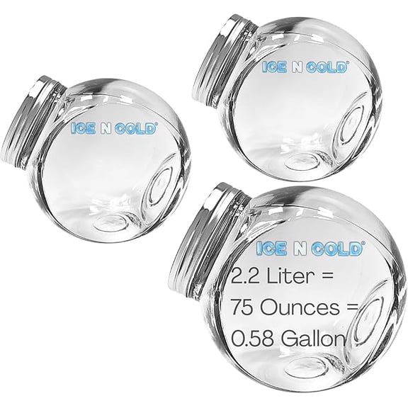 ICE N COLD Angled Glass Jar with Stainless Steel Lid | Multi-Use Storage Container (3, 2.2L - 75oz)