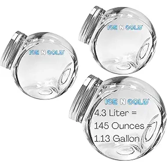 ICE N COLD Angled Glass Jar with Stainless Steel Lid | Multi-Use Storage Container (3, 4.3L - 145 oz)