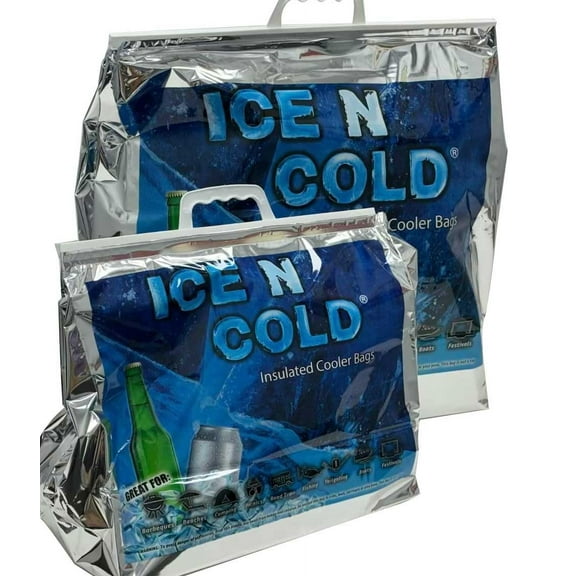 ICE N COLD Insulated Cooler Bag - X-Large 40 lbs Capacity (Pack of 80) | Lightweight, Soft, Collapsible | Ideal for Groceries, Camping, Hiking, Beach, Travel