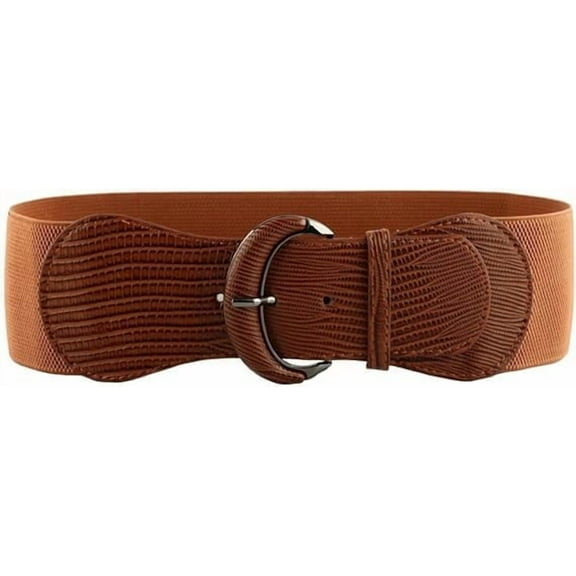 ICE PU Leather Elastic Wide Belt for Women Ladies Dress Stretch Thick Waist Beltsï¼Brown