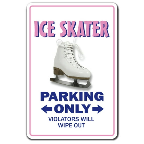 ICE SKATER Sign parking signs ice skates skating rink winter sports | Indoor/Outdoor | 20" Tall