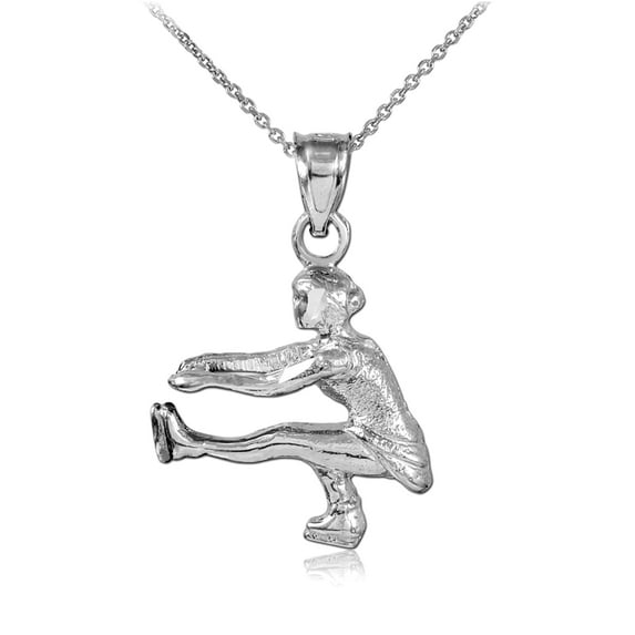 ICE SKATER WHITE GOLD CHARM PENDANT NECKLACE : 14K Pendant with 20" chain