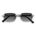 thumbnail image 1 of ICE STAR Luxury Rimless Sunglasses – Baguette Stone Arms, UV-Protected Lenses – Trendy Streetwear & Fashion Shades - Smoke Lens Silver, 1 of 3
