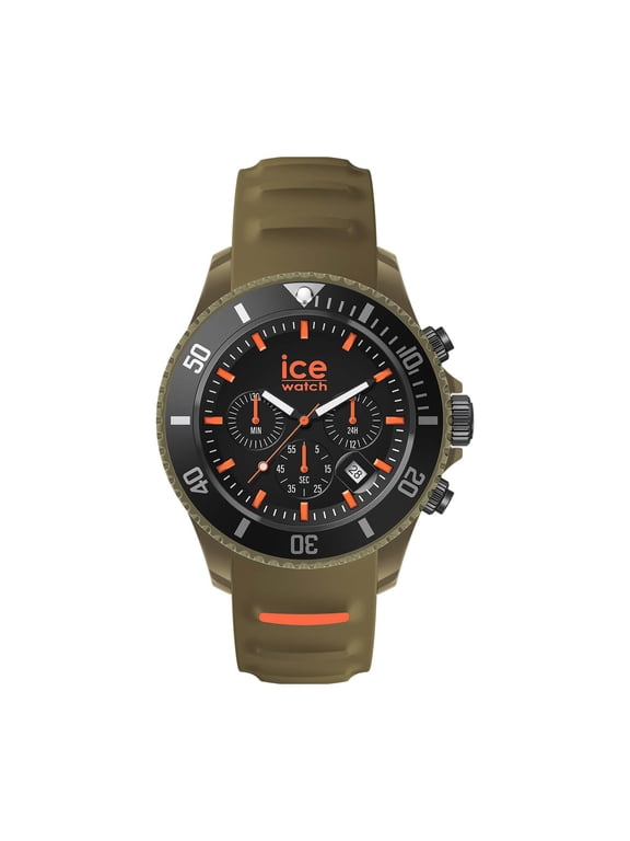 - ICE Chrono Khaki Orange - Men's Chronograph Wristwatch with Silicon Strap - 021427 (Medium) - 10 ATM Water Resistant Watch for Men, Suitable for Swimming
