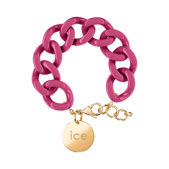 ICE-WATCH - Ice Jewellery Bracelet for Women -Chunky chain bracelet for women in pink colour with a gold medal (020928) - Splash-Proof - Easy to Adjust - Acetate, Stainless Steel Chain