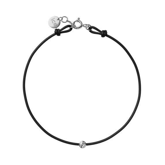 ICE-WATCH - Ice Jewellery Diamond Bracelet for Women - Bracelet with Black Cord (021093) - Splash-Proof - Easy to Adjust - Ecological Diamond, 0.03-0.05 Carats, Brilliant Cut