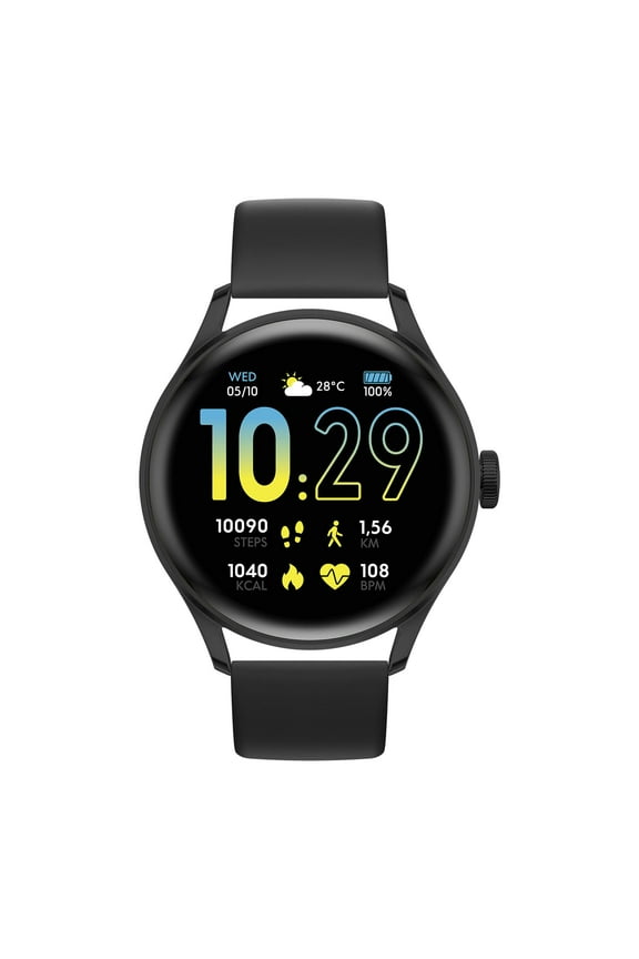 - Ice Smart 2.0 - Round Black Connected Watch with Black Silicon Strap for Men - 023962 (1.20 Inches) - iOS, Android Water Resistant Smartwatch - Bluetooth, Pedometer, Games