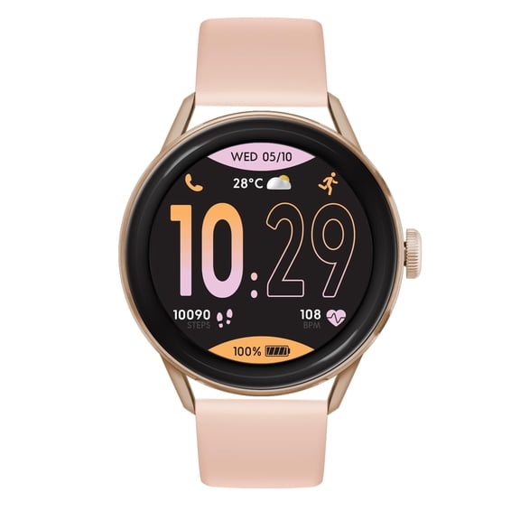 ICE-WATCH - Ice Smart 2.0 - Round Rose-Gold Connected Watch with Nude Silicon Strap for Women - 023068 (1,2 Inches) - iOS, Android Water Resistant Smartwatch - Bluetooth, Pedometer, Games