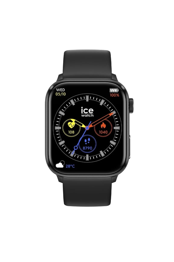 - Ice Smart 2.0 - Square Black Connected Watch with Black Silicon Strap for Men - 022535 (1,96 Inches) - iOS, Android Water Resistant Smartwatch - Bluetooth, Pedometer, Games
