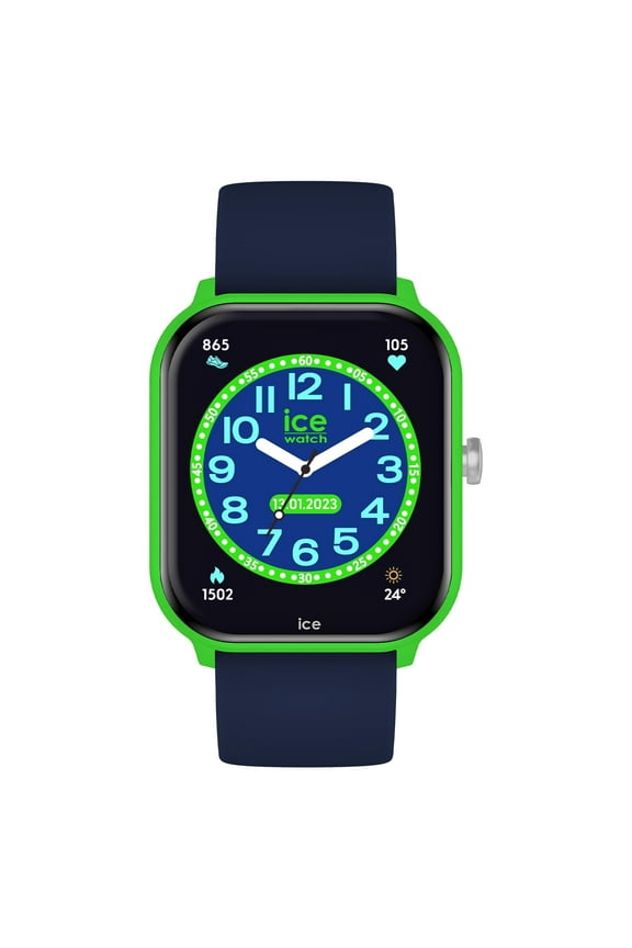 - Ice Smart Junior 2.0 - Square Green Connected Watch for Children with Blue Silicon Strap - 022790 (1,75 Inches) - iOS, Android Water Resistant Smartwatch - Music Control, Games