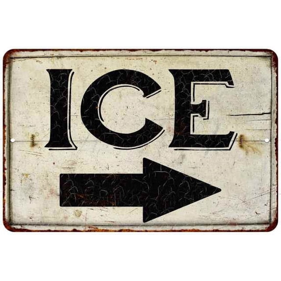 ICE with Arrow Vintage Look Chic 16 x 24 Matte Finish Metal 116240020126