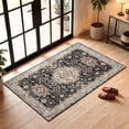 thumbnail image 1 of ICEANT 2'x4' Non-Slip Doormat with Gripper, Boho Vintage Style Area Rug Machine Washable Aesthetic Throw Carpet for Bedroom Living Room, Black, 1 of 6