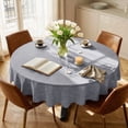 thumbnail image 1 of ICEANT 55 inch Round Tablecloth, Linen Woven Waterproof Table Cover, Solid Textured Linen Spill-Proof Table Cloth, Wrinkle Free Party Tablecloth For Outdoor Indoor, Denim Blue, 1 of 7