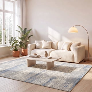 ICEANT Abstract 5'x7' Area Rug, Large Washable Non Slip Printed Carpets for Living Room Bedroom Dining Room, White