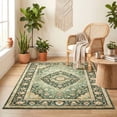 thumbnail image 1 of ICEANT Persian Rectangle Rug 8'x10' Area Rug, Boho Vintage Non-Slip Carpet for Living Room, Washable Soft Mat for Bedroom, Anti-Slip Floor Pad, Green, 1 of 5