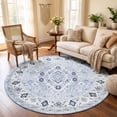 thumbnail image 1 of ICEANT Persian Style Round Area Rug, 8'x8' Round Vintage Anti-Slip Carpet for Living Room Bedroom, Boho Non-Shedding Mat for Balcony Floor, Light Blue, 1 of 5