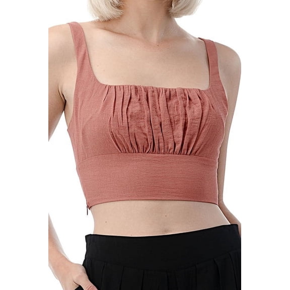 ICEBIRD Square Neck Pleated Crop Top