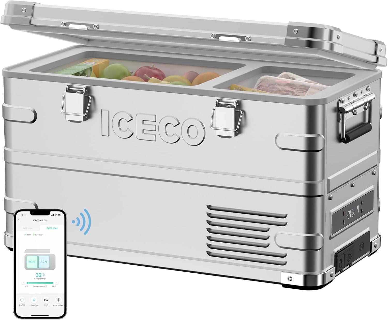 ICECO APL35 12 volt Car Refrigerator, 37 Quart Light Duty Aluminum Portable Fridge Freezer, Secop Nano Compressor