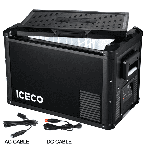 ICECO VL45 ProS 45L Portable Refrigerator Black Multi-Directional Lid Dual USB and DC 12/24V AC 110-240V