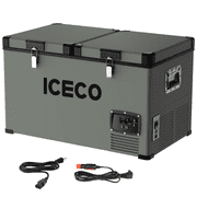 ICECO VL60 Dual Zone Portable Refrigerator Platinum Compact 12v Freezer with Cover, 60 Liters