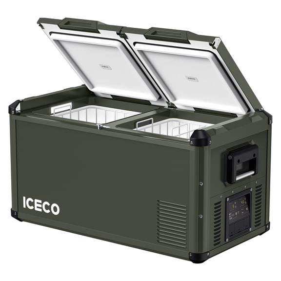 ICECO VL75 ProD  Portable Freezer Fridge with AC/DC, 75L Dual Zone 12V Car Fridge Powered by SECOP, 0 to 50, Electric Cooler for Car, Camping and Home Use [Olive Green Special Edition]