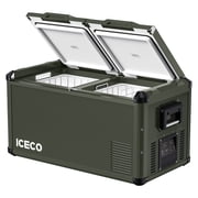 ICECO VL75 ProD Portable Freezer Fridge with AC/DC, 75L Dual Zone 12V Car Fridge Powered by SECOP, 0  to 50 , Electric Cooler for Car, Camping and Home Use [Olive Green Special Edition]
