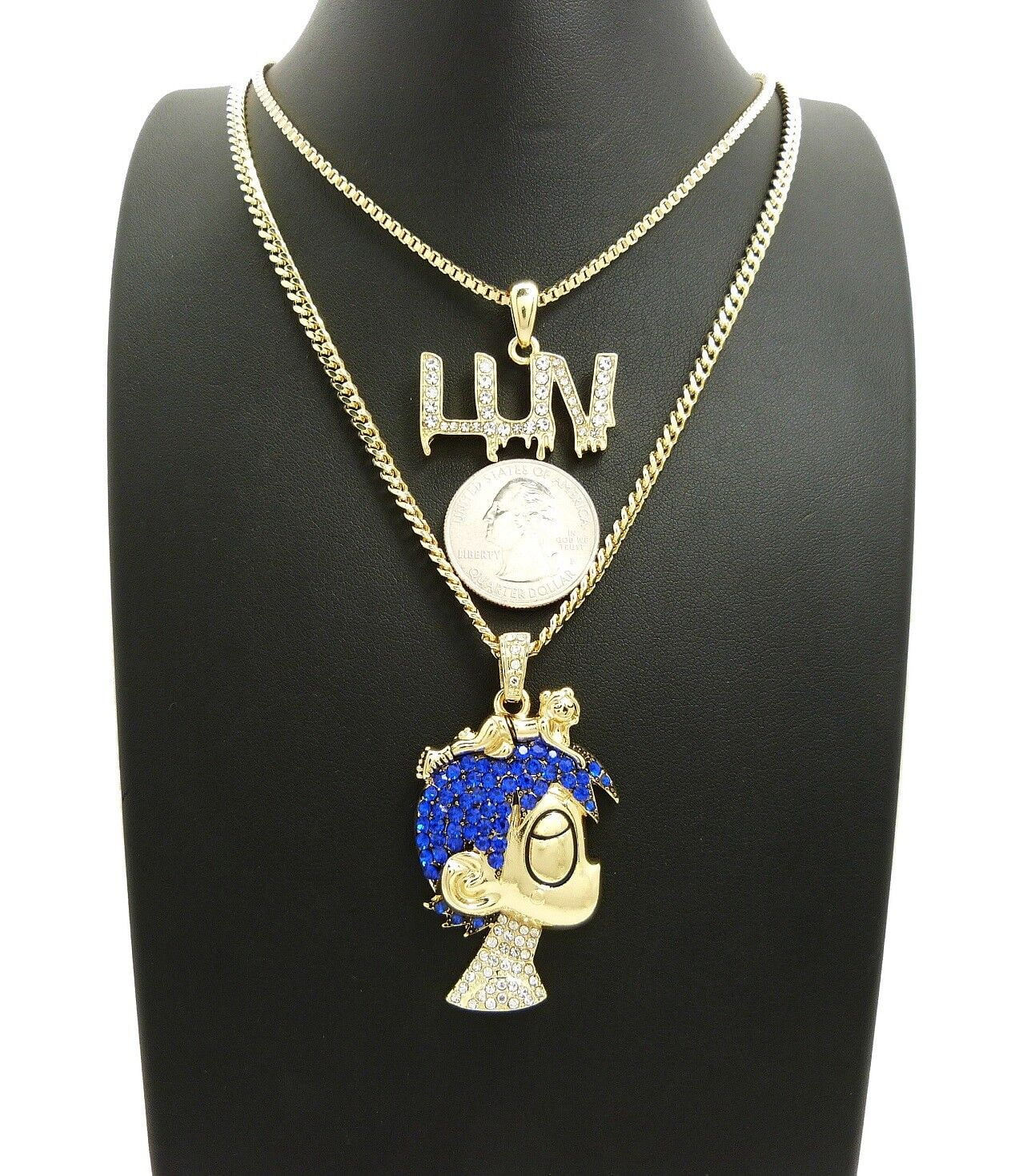 ICED LIL UZI VERT PAVE CARTOON LUV PENDANT W 24 30 CHAIN NECKLACE SET Walmart