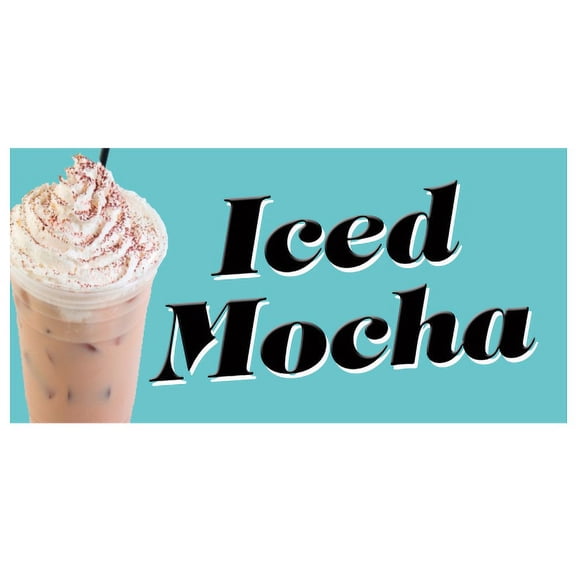 ICED MOCHA Decal cold coffee drink signs cart stand new