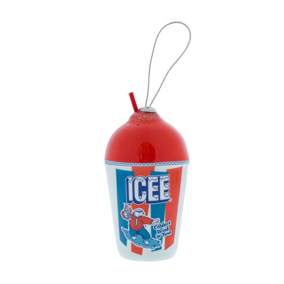 ICEE Cup Decoupage Holiday Ornament, 4.5 inches Tall, Plastic, Blue and Red, Novelty Ornament, Collectible, by Ruz