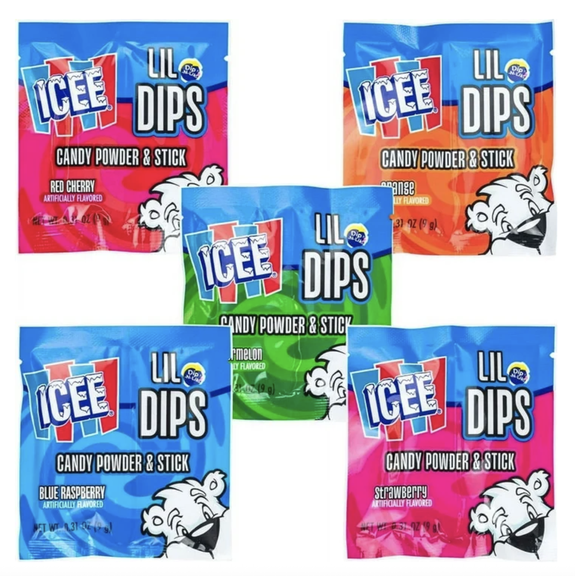 ICEE Lil Dips Candy Powder & Stick 5 Pack Assorted Flavors, 0.31 oz Each