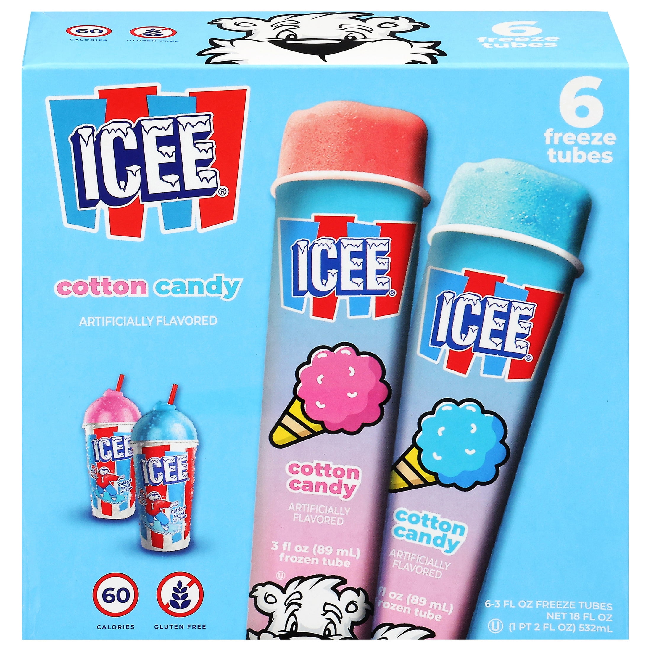 ICEE Cotton Candy Freeze Tubes, 3 fl oz, 6 Count