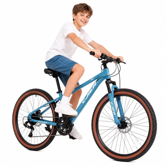 ICEELF 24 inch Mountain Bike, 21-Speed MTB Bicycle with Suspension Fork, Dual Disc Brakes, Internal Cable Routing Frame, 2.125" Anti-Slip Tires, Bike for Teens and Adults