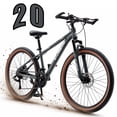 thumbnail image 1 of ICEELF 20 Inch Mountain Bike, 21-Speed MTB Bicycle, Teens & Adults, Carbon Steel Frame, Suspension Fork, Dual Disc Brakes, Gray, 1 of 10