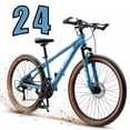 thumbnail image 1 of ICEELF 24 Inch Mountain Bike, 21-Speed MTB Bicycle, Teens & Adults, Carbon Steel Frame, Suspension Fork, Dual Disc Brakes, Blue, 1 of 10