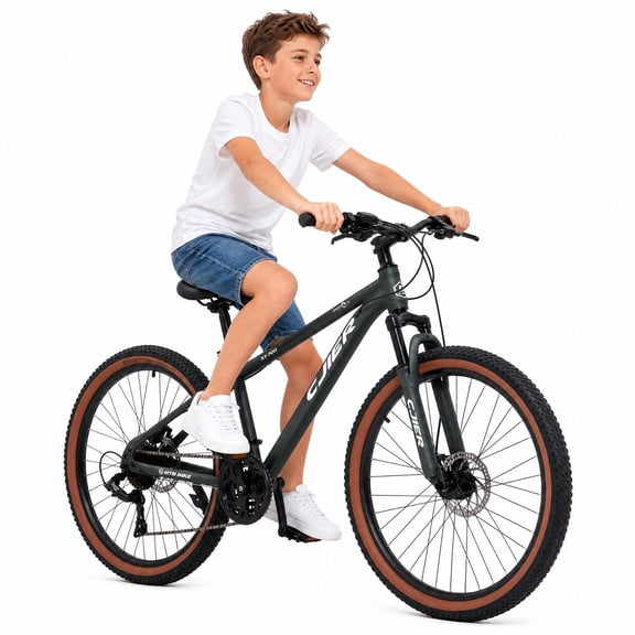 ICEEIF 24 inch Mountain Bike, 21-Speed MTB Bicycle with Suspension Fork, Dual Disc Brakes, Internal Cable Routing Frame, 2.125" Anti-Slip Tires, Bike for Teens and Adults