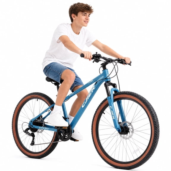 ICEELF 26 Inch Mountain Bike, 21-Speed MTB Bicycle, Teens & Adults, Carbon Steel Frame, Suspension Fork, Dual Disc Brakes, Blue