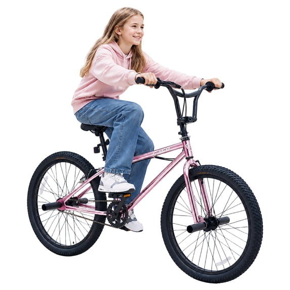 ICEELF 20/24'' BMX Bike for Kids 6-14, Boys & Girls Bicycle with 4 Pegs, High-Carbon Steel Frame, 360° Handlebar Rotation