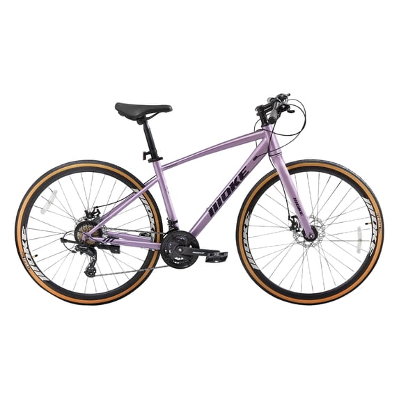 ICEELF 24-Speed 700C Wheel Hybrid Bike, Dual Disc Brakes Lightweight City Commuter Bicycle with Trigger Shifting, Internal Wiring Frame for Men & Women Adults, Multiple Colors