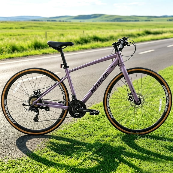 ICEEIF 24-Speed 700C Wheel Hybrid Bike, Dual Disc Brakes Lightweight City Commuter Bicycle with Trigger Shifting, Internal Wiring Frame for Men & Women Adults, Multiple Colors