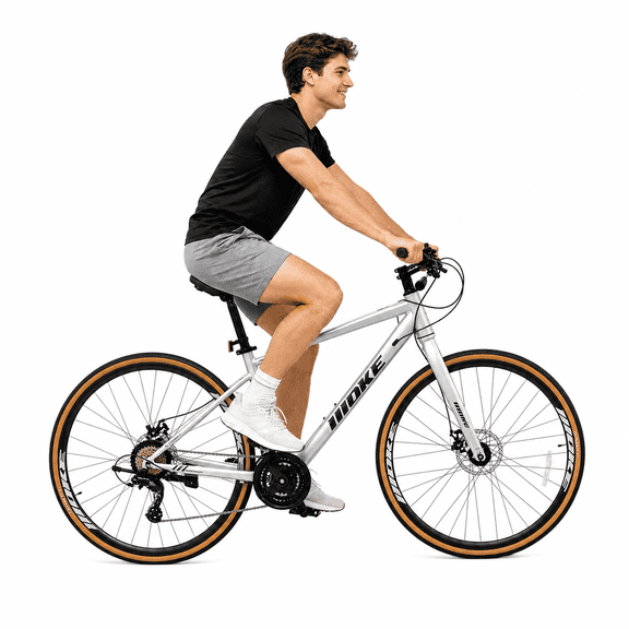 ICEELF 24-Speed 700C Wheel Hybrid Bike, Dual Disc Brakes Lightweight City Commuter Bicycle with Trigger Shifting, Internal Wiring Frame for Men & Women Adults, Multiple Colors